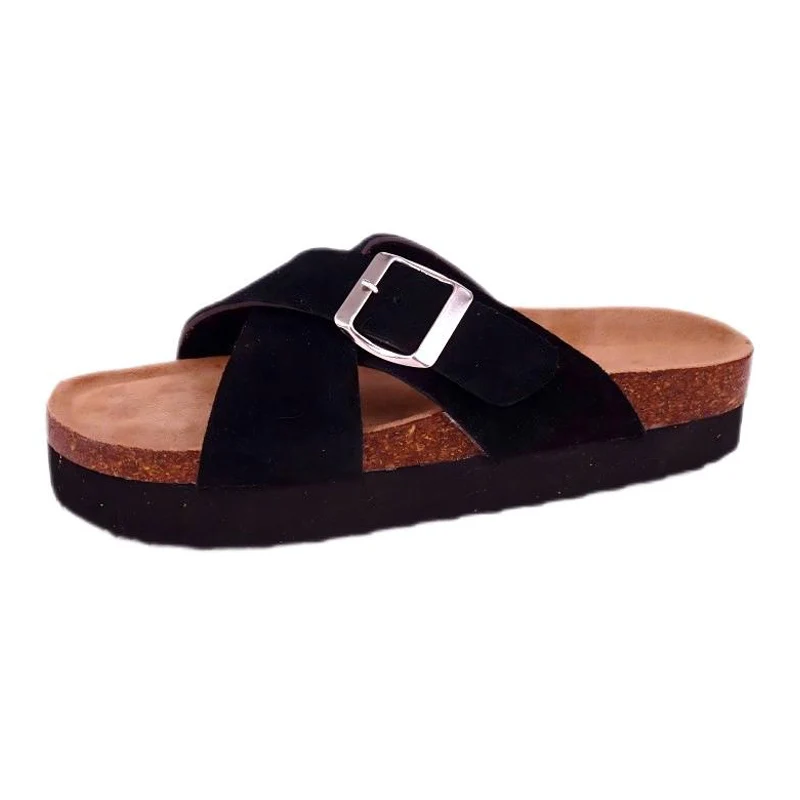 Klassische Damen-Kreuzband-Plateausandalen aus Kork