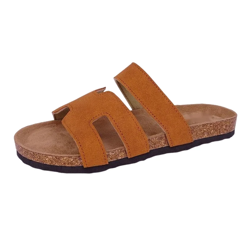Damen-Sandalen aus glitzerndem Kork im H-Stil