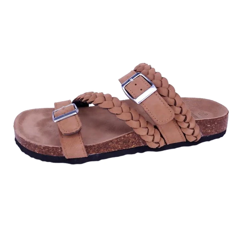 Strickende Sandalen mit geflochtenem Fußbett für Damen