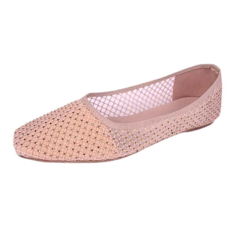 Quadratische Ballerina-Schuhe aus Mesh für Damen