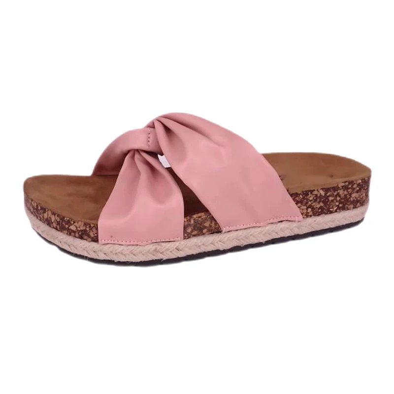 Vamp-Sandalen mit geknotetem Ramie-Fußbett für Damen